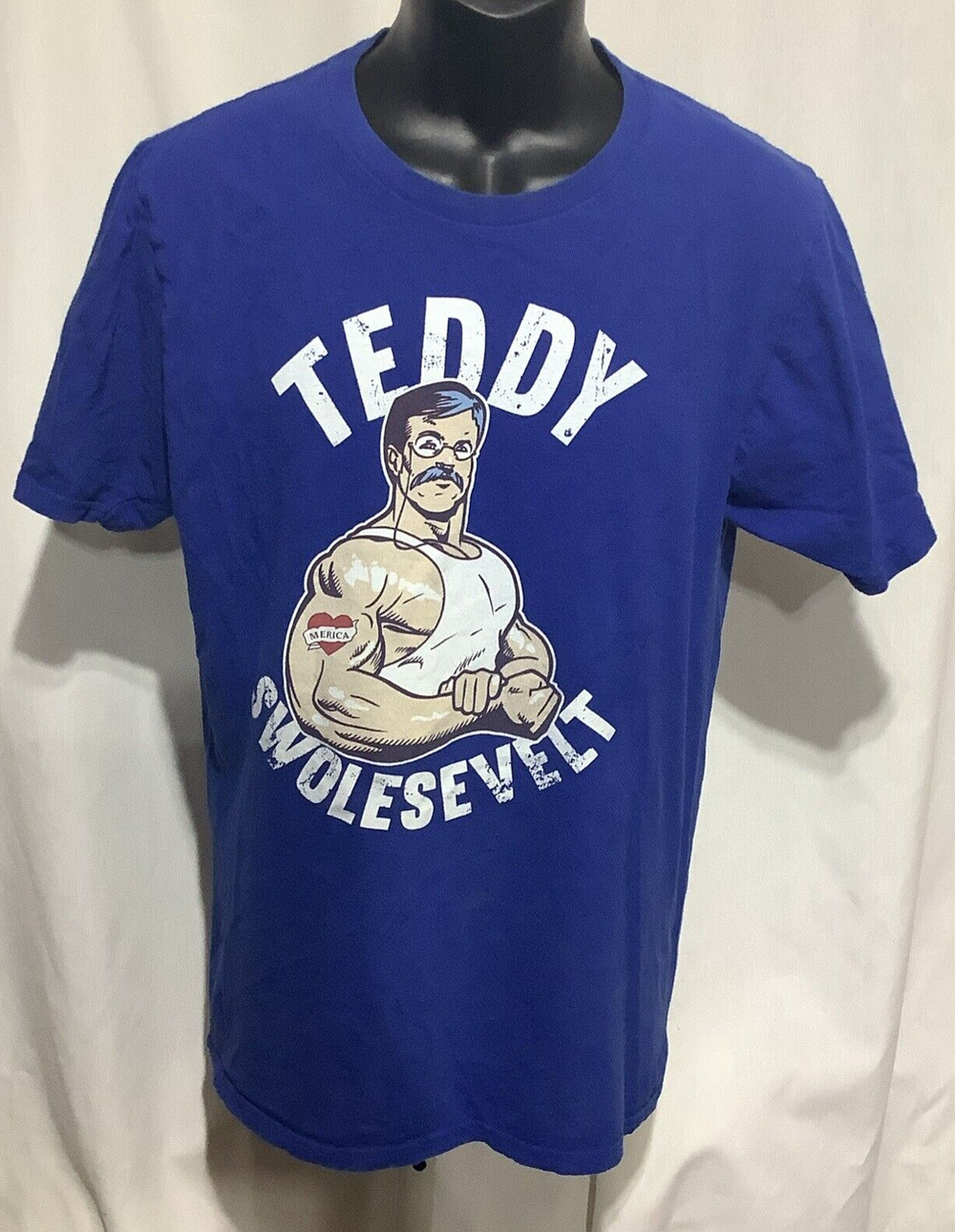 Teddy Swolesevelt Shirt Mens Medium Distressed Gym Bro Funny Graphic Tee